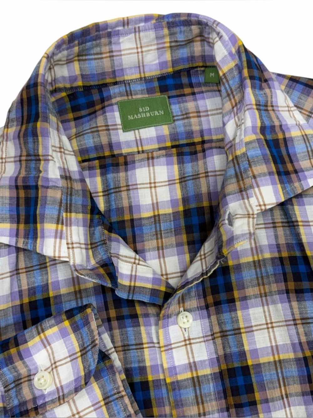 Sid Mashburn Shirt Mens Medium Plaid Long Sleeve Spread Collar Sport Work Dress